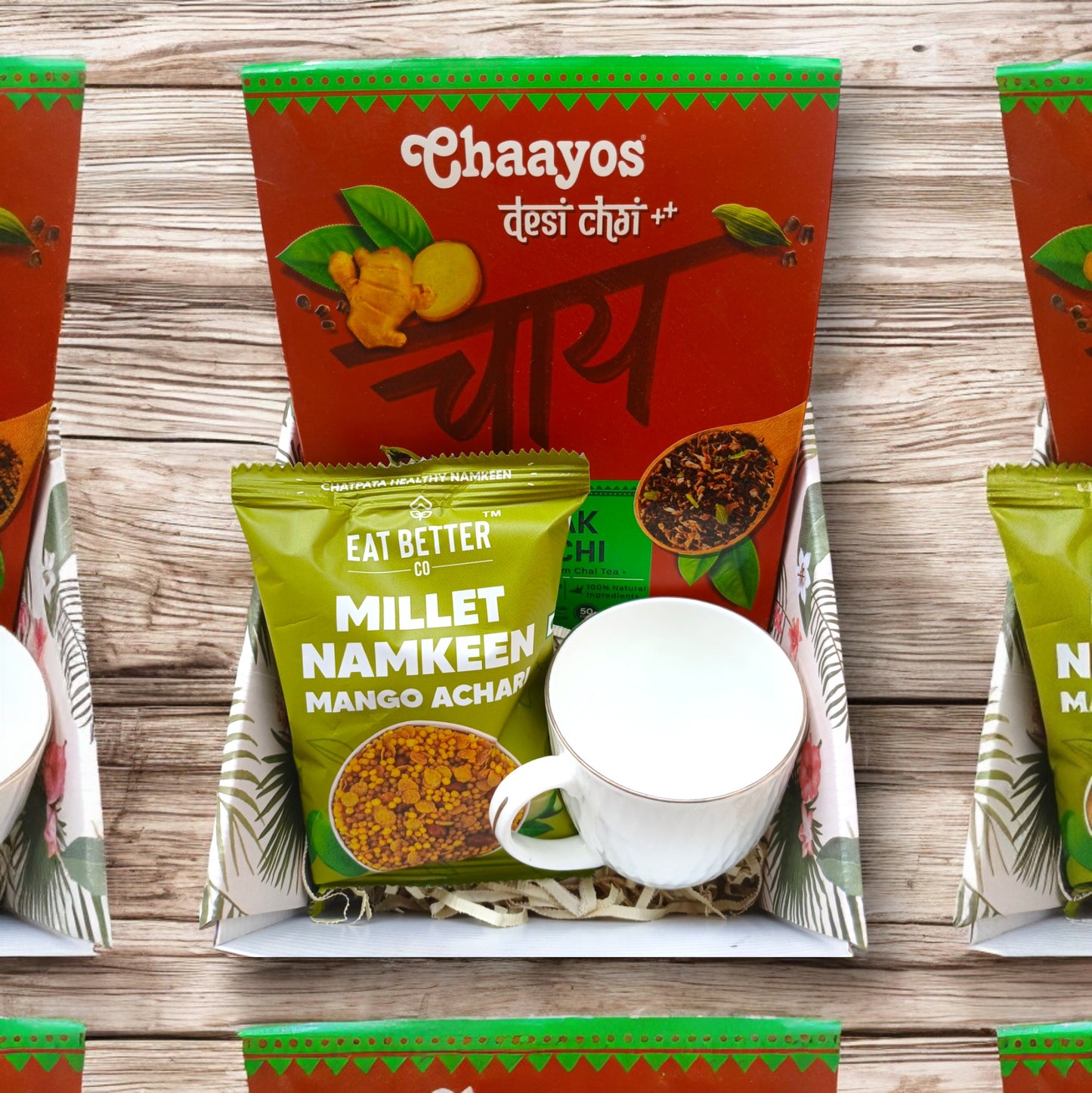 Chai lover mini box with tea premix, tea cup and a healthy namkeen to munch
