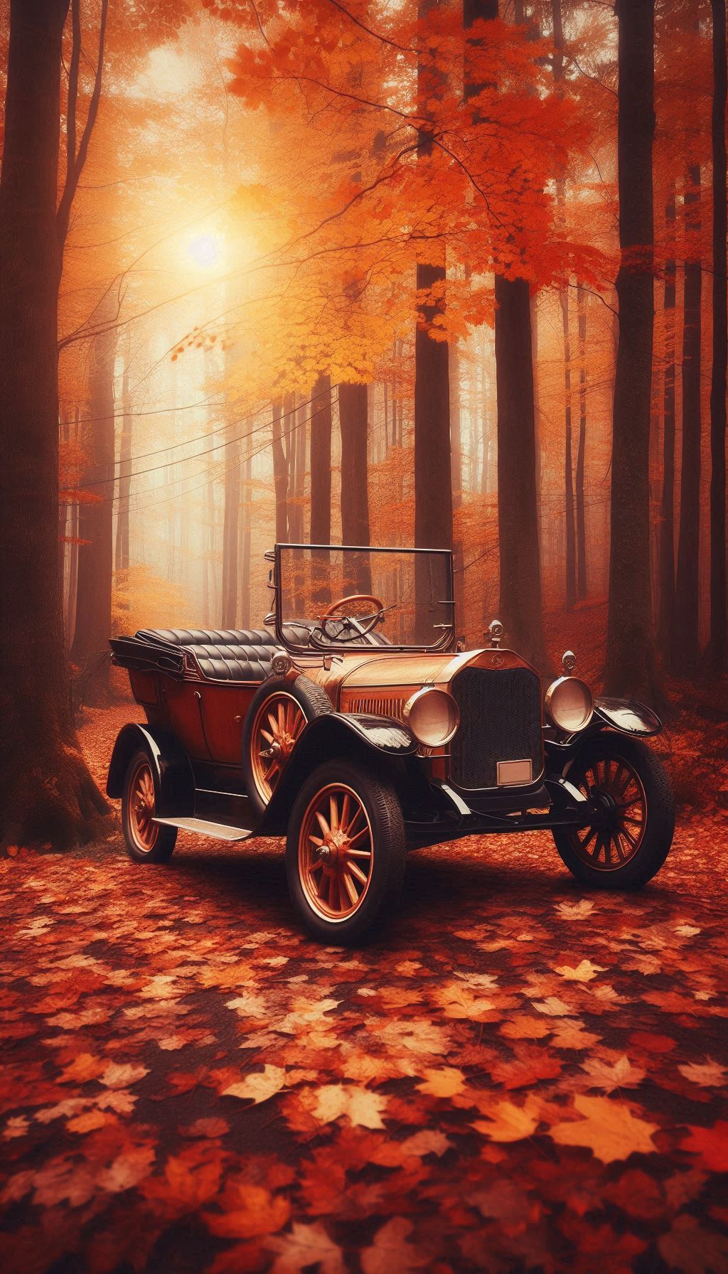 Vintage Car Paiting - Framed - A4 Size