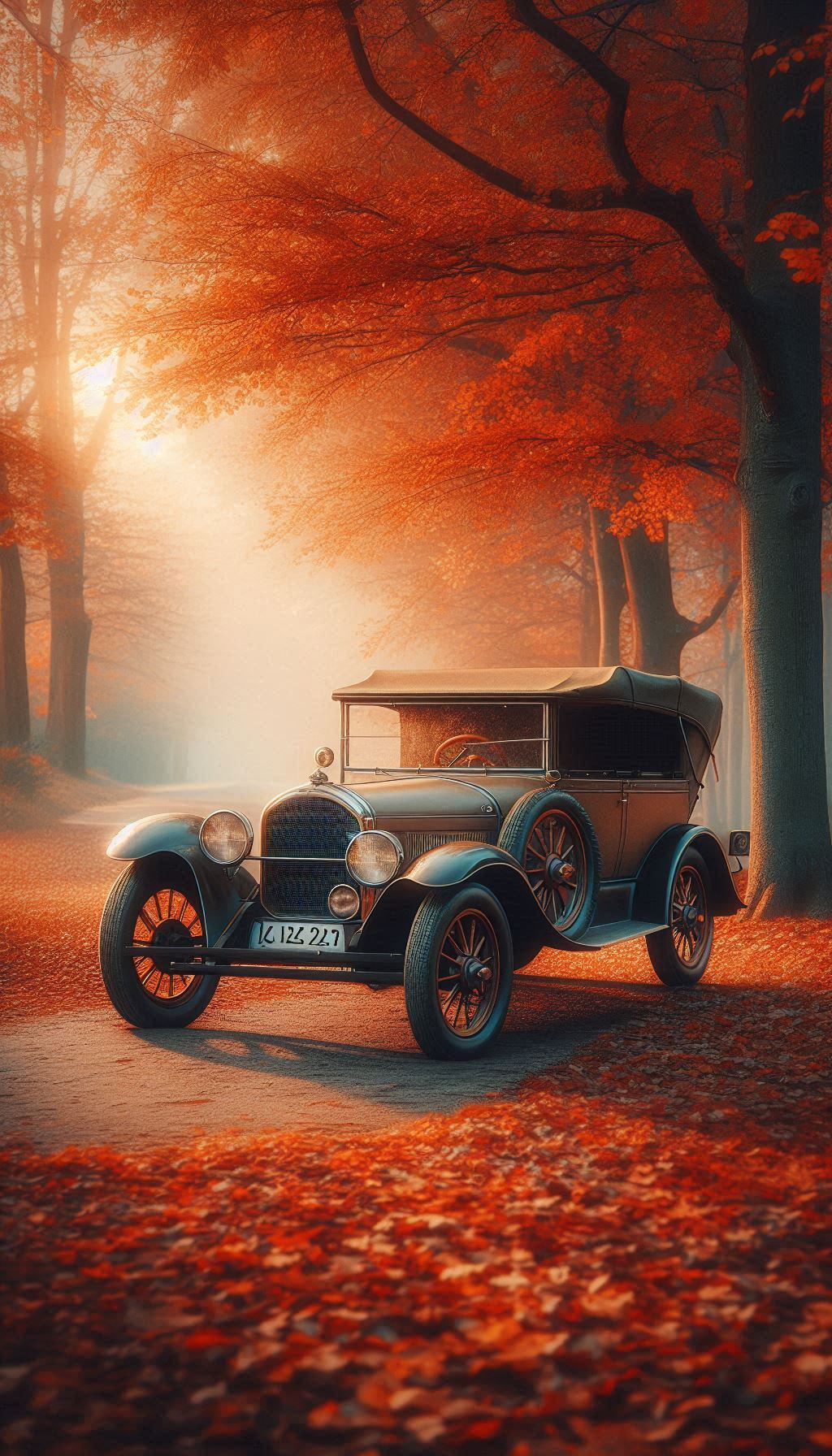 Vintage Car Poster - Framed - A4 Size