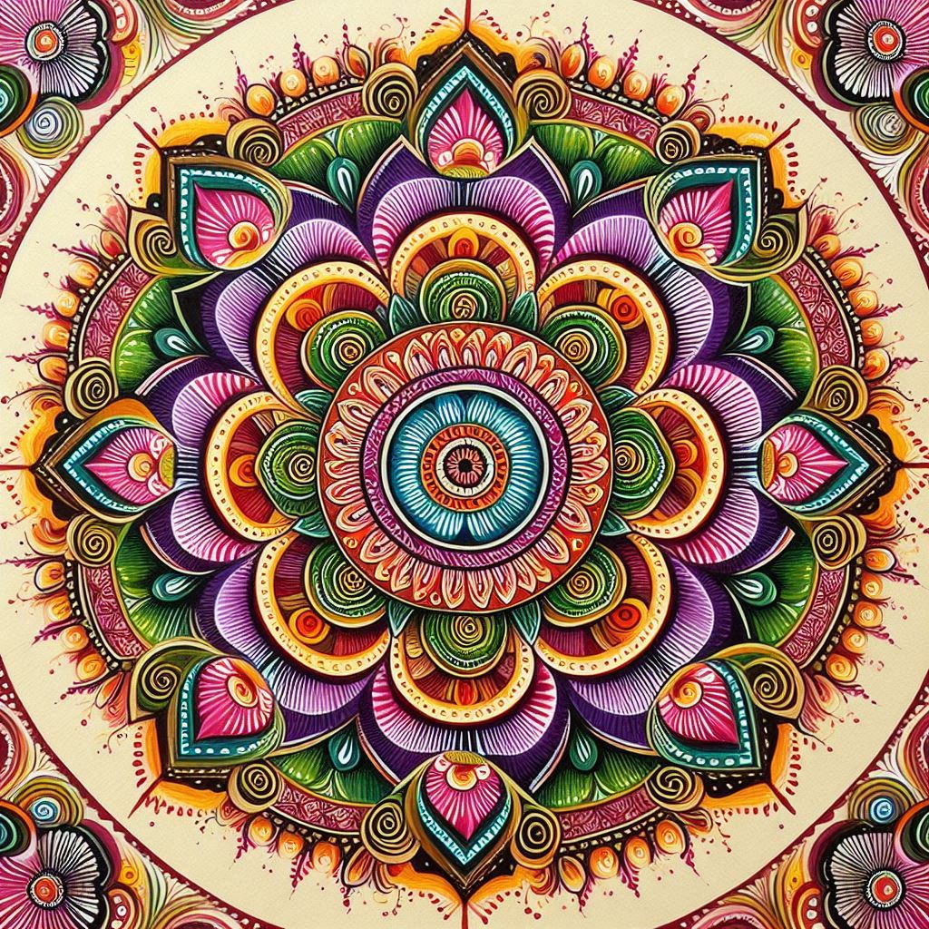 Mandala poster with a wooden frame - Purple Pop - A4 Size