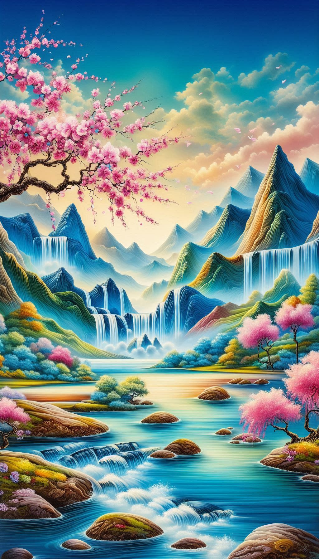 Feng Shui art painting for living room - With Frame