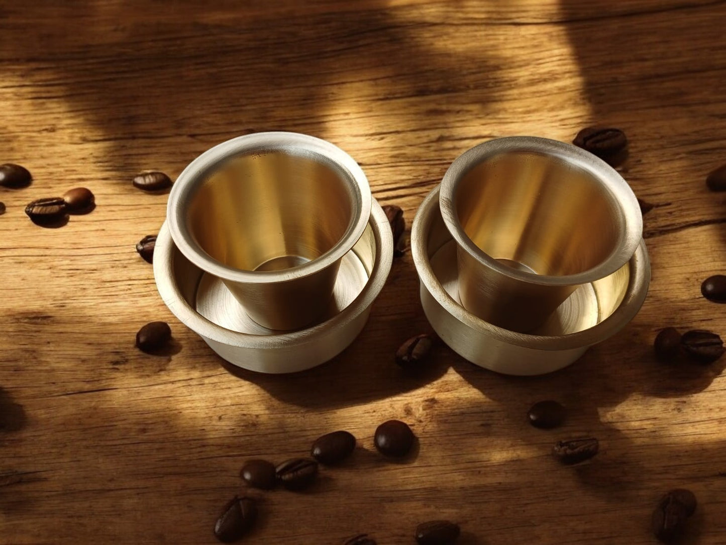 Brass Glass and Davara Set of two - Matte Finish