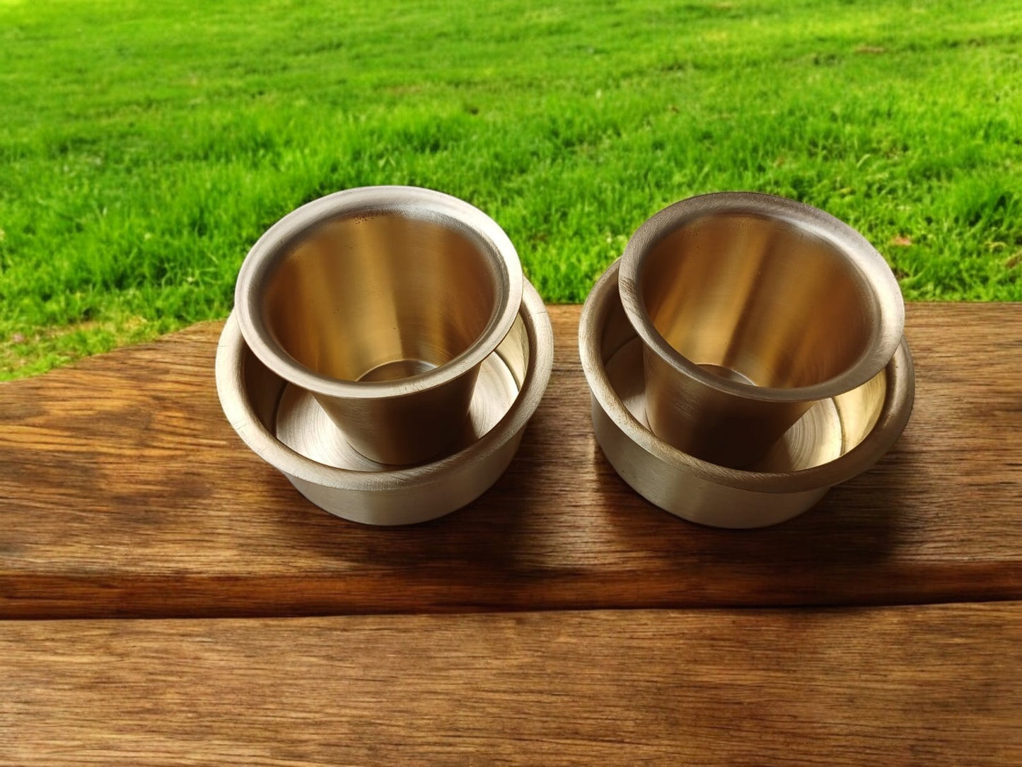 Brass Glass and Davara Set of two - Matte Finish