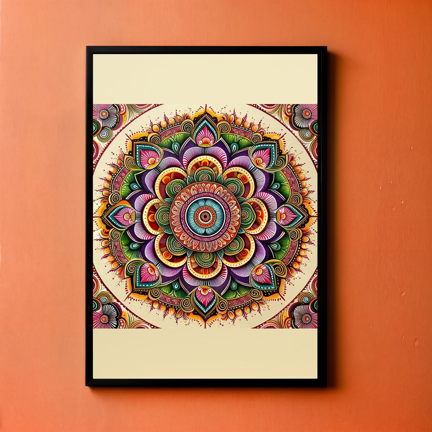 Mandala poster with a wooden frame - Purple Pop - A4 Size