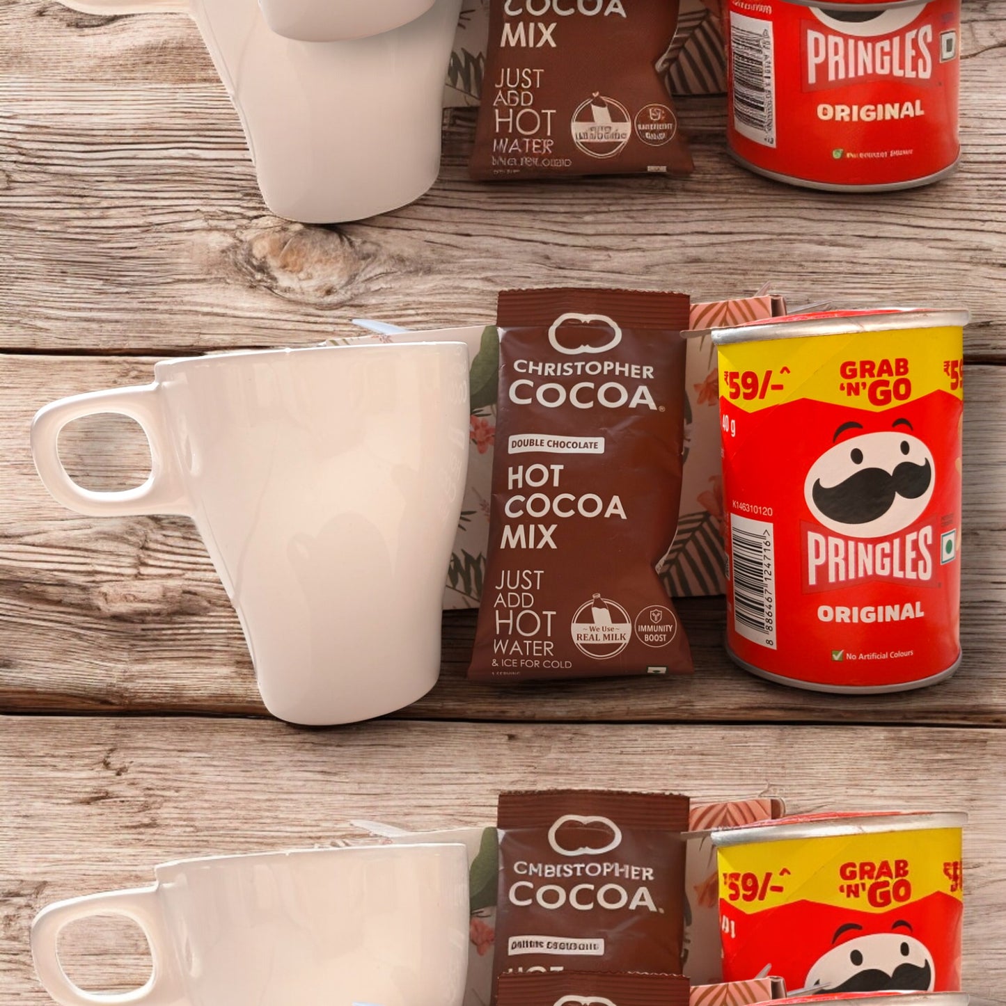 Mini gift box with Coffee Mug, Hot Cocoa pack and Pringles for munching