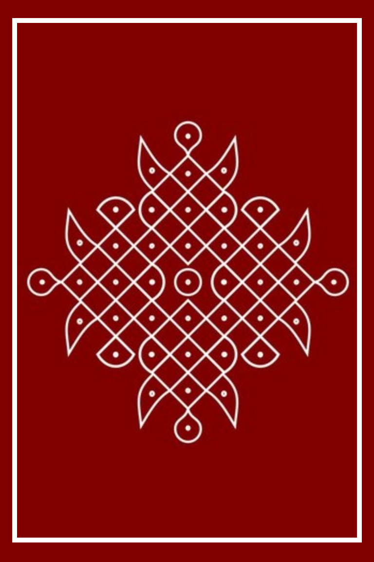 Traditional Rangoli/Muggu/Kolam Poster with Frame, A4 Size