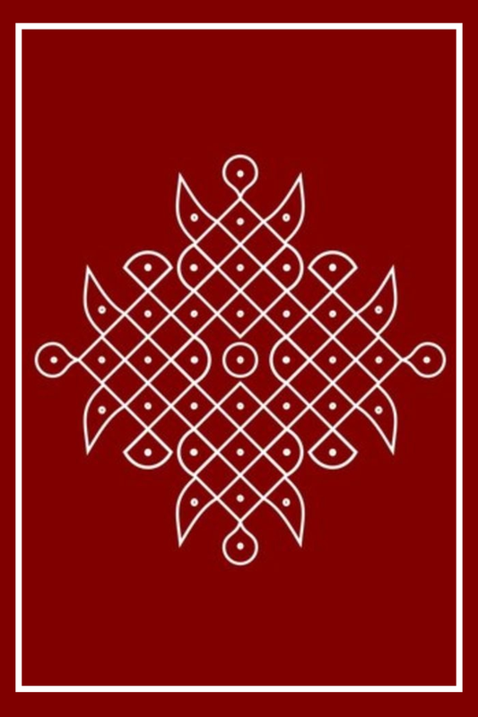 Traditional Rangoli/Muggu/Kolam Poster with Frame, A4 Size